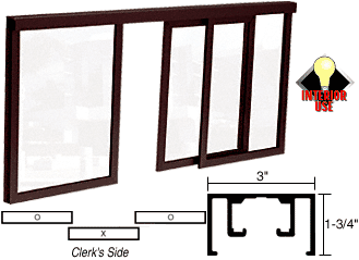 C.R. Laurence CRL Duranodic Bronze Horizontal Sliding Barbara Model Pass-Thru Assembly With D1670 Overhead Track | D1030DU