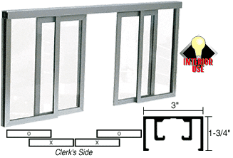C.R. Laurence CRL Satin Anodized Horizontal Sliding Diane Model Pass-Thru Assembly With D1670 Overhead Track | D1032A