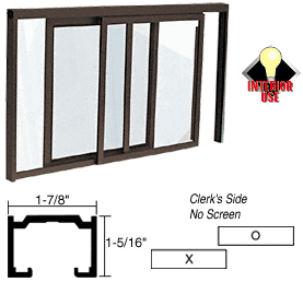 C.R. Laurence CRL Duranodic Bronze Horizontal Sliding Florence Model Pass-Thru Assembly With D7 Overhead Track Without Screen | D1038DU