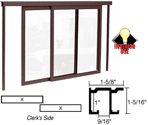 C.R. Laurence CRL Duranodic Bronze Horizontal Sliding Daisy Model Pass-Thru Assembly With D6 Overhead Track with Jambs | D1041DU