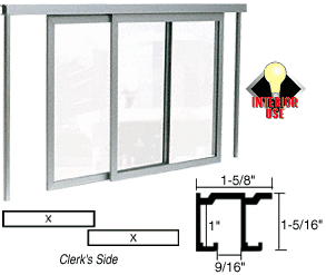 C.R. Laurence CRL Satin Anodized Horizontal Sliding Daisy Model Pass-Thru Assembly With D4 Overhead Track Without Jambs | D1042A