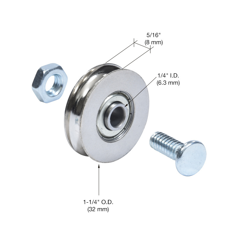 C.R. Laurence CRL 1-1/4&quot; Diameter Steel Ball Bearing Replacement Roller 5/16&quot; Wide - Bulk | REPLACED BY CRLD1502B | D1502B
