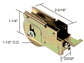 C.R. Laurence CRL Sliding Glass Door Roller with 1-1/2 Steel Wheel 23/32&quot; Wide Housing for Marshall Doors | D1525