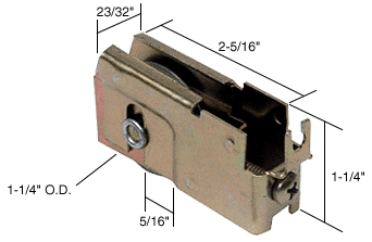 C.R. Laurence CRL Sliding Glass Door Roller with 1-1/4&quot; Steel Wheel 23/32&quot; Wide Housing for Pacific Doors | D1526