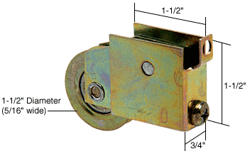 C.R. Laurence Sliding Glass Patio Door Roller with 1-1/2&quot; Steel Wheel 3/4&quot; Wide Housing for Hollyview &amp; Fullview Doors | D1531