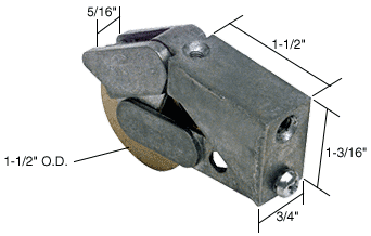 C.R. Laurence CRL Sliding Glass Patio Door Roller for Fleetwood &amp; Fullview Doors, 1-1/2 Steel Wheel3/4&quot; Wide Housing - Bulk | D1533B