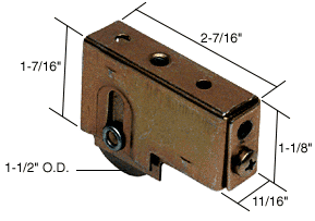 C.R. Laurence CRL Sliding Glass Door Roller with 1-1/2 Steel Wheel 11/16&quot; Wide Housing for Fleetwood Doors | D1537