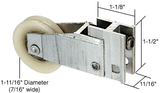 C.R. Laurence CRL Sliding Glass Door Roller with 1-11/16&quot; Nylon Wheel 11/16&quot; Wide Housing for Daryl &amp; Plaza Doors | D1591