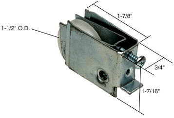 Sliding Glass Door Roller with 1-1/2 Nylon Wheel 3/4&quot; Wide for Lumidor &amp; C.E. Stanley Doors | D1595 | D1595