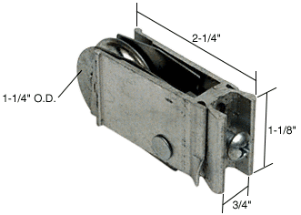 Sliding Glass Patio Door Roller for Miller Industries Doors, 1-1/4&quot; Steel Wheel, 3/4&quot; Wide Housing | D1602 | D1602