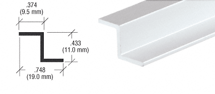 C.R. Laurence CRL Brite Anodized &quot;Z&quot; Bar Aluminum Channel - 12 ft Long | D1626BA