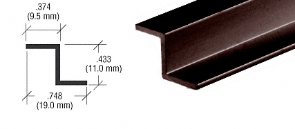 C.R. Laurence CRL Duranodic Bronze &quot;Z&quot; Bar Aluminum Channel - 12 ft Long | D1626DU
