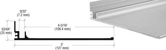 C.R. Laurence CRL Satin Anodized Mirror Frame Shelf Extrusion - 12 ft long | D1684A