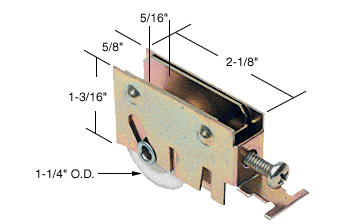 C.R. Laurence CRL Sliding Glass Door Roller with 1-1/4&quot; Nylon Wheel 5/8&quot; Wide Housing for International Doors | D1720