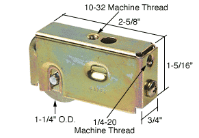 C.R. Laurence Sliding Glass Door Roller, 1-1/4&quot; Steel Wheel, 3/4&quot; Wide Housing | D1723