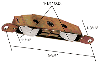 TechnologyLK Sliding Glass Door Roller with 1-1/4&quot; Tandem Nylon Wheels; 11/16&quot; Wide Housing | D1730