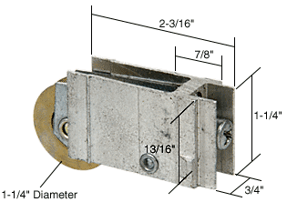 Sliding Glass Door Roller, 1-1/4&quot; Steel Wheel, 3/4&quot; Wide Housing | D1732