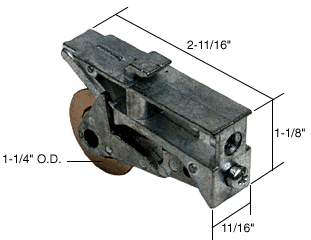 C.R. Laurence CRL Sliding Glass Door Roller with 1-1/4&quot; Steel Wheel 11/16&quot; Wide Housing | D1734
