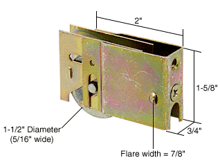 D1751 Sliding Glass Door Roller with 1-1/2&quot; Steel Wheel 3/4&quot; Wide Housing | D1751