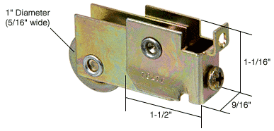 Strybuc Industries CRL CRL Sliding Glass Door Roller with 1&quot; Steel Wheel 9/16&quot; Wide Housing - Package | D1753