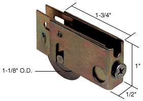 C.R. Laurence CRL Sliding Glass Door Roller with 1-1/8&quot; Steel Wheel 1/2&quot; Wide Housing for Better-Bilt Doors | D1758