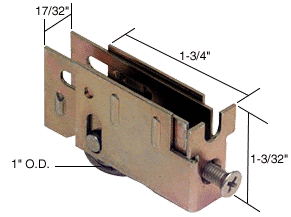 Strybuc Industries CRL Sliding Glass Door Roller with Flat 1&quot; Steel Wheel 17/32&quot; Wide Housing for Capitol Doors | D1774
