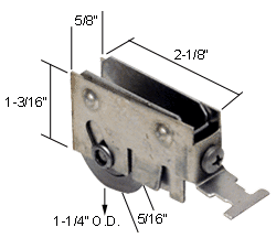C.R. Laurence CRL Sliding Glass Door Roller with 1-1/4&quot; Stainless Steel Wheel; 5/8&quot; Wide Housing for International Doors | D1778