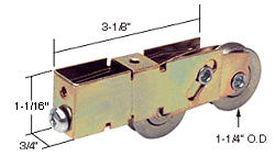 C.R. Laurence Sliding Glass Door Roller, 1-1/4&quot; Tandem Steel Wheels, 3/4&quot; Wide Housing | D1808