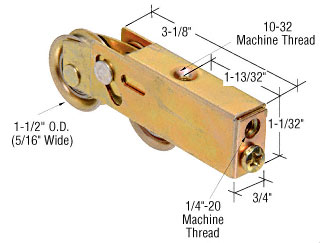 C.R. Laurence Sliding Glass Door Tandem Roller, 1-1/2&quot; Diameter, Nylon, 3/4&quot; Wide Housing | D1899