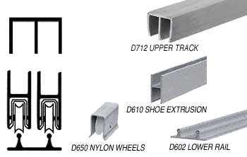 C.R. Laurence CRL Economy Track Assembly with Plastic Upper &amp; Aluminum Lower Track with Nylon Wheels - 12 ft Long | D2200A