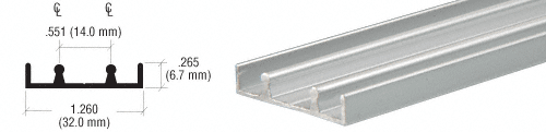 C.R. Laurence CRL Satin Anodized Aluminum Lower Track Extrusion - 12 ft long | D3103A