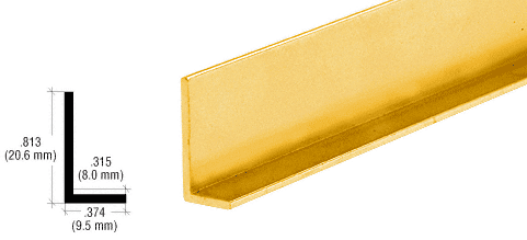 C.R. Laurence CRL Gold Anodized Aluminum 3/8&quot; L-Bar Extrusion - 12 ft Long | D317GA