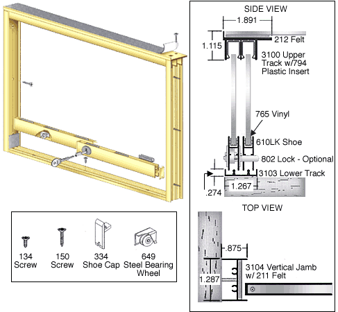 C.R. Laurence CRL Bright Gold Anodized Wood End Showcase Track Assembly with Flat Rear Track | D3276BGA