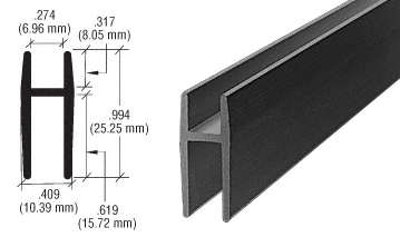 C.R. Laurence CRL Flat Black Aluminum D5610 &quot;H&quot; Bar - 12 ft long | D5610BL