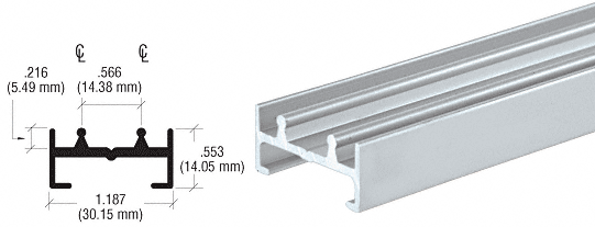 C.R. Laurence CRL Satin Anodized Double Channel Lower Track - 12 ft long | D592A