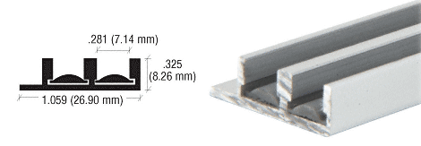 C.R. Laurence CRL Satin Anodized Lower Track With Fiber Inserts for 1/4&quot; Panels - 12 ft long | D593A