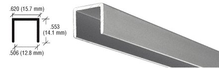 C.R. Laurence CRL Satin Anodized 1/2&quot; &quot;U&quot; Channel - 12 ft long | D604A