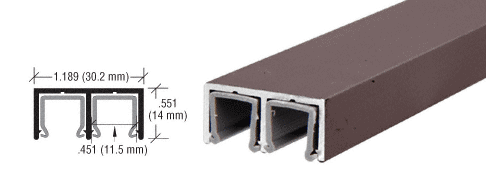C.R. Laurence CRL Bronze Duranodic Aluminum Plastic Lined Double Upper Channel - 12 ft long | D609DU