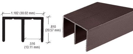 C.R. Laurence CRL Duranodic Bronze Aluminum Extra Depth Upper Channel - 12 ft long | D613DU