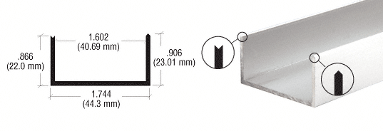 C.R. Laurence CRL Satin Anodized 1-3/4&quot; U-Channel - 12 ft Long | D672A