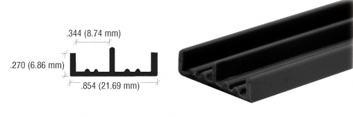 C.R. Laurence CRL Black Lower Plastic Track for 1/4&quot; Panels - 12 ft long | D702BL