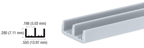 C.R. Laurence CRL Lower Gray Plastic Track for 3/16&quot; Sliding Panels - 12 ft long | D706GRY