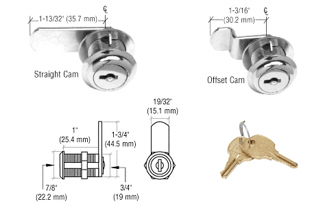 C.R. Laurence CRL Chrome Finish Cam Lock - Keyed Alike | D805CHKA