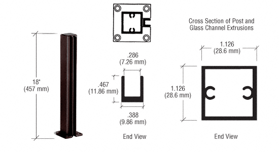 C.R. Laurence CRL Duranodic Bronze 18&quot; End Standard Partition Post | D990DU18E