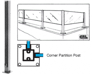 C.R. Laurence CRL Satin Anodized Air Space Corner Partition Post | D991ACRC