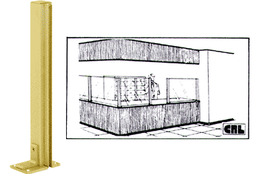 C.R. Laurence CRL Gold Anodized Custom Partition Posts with 2x3 Base and Brace | D992GA