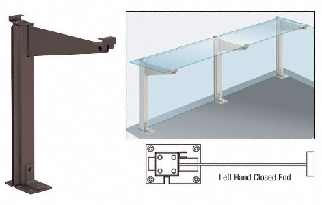 C.R. Laurence CRL D995 Series Duranodic Bronze 18&quot; Left Hand Closed End Partition Post With Shelf Bracket | D995DULHCE