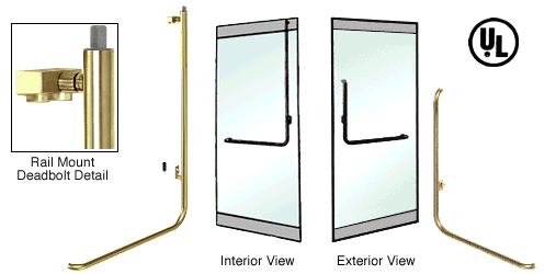 C.R. Laurence CRL Polished Brass Right Hand Reverse Rail Mount Keyed Access Exterior Top Securing Deadbolt Handle | DB100B3RKPB