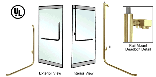 C.R. Laurence CRL Satin Brass Left Hand Reverse Rail Mount Keyed Access Exterior Top Securing Deadbolt Handle | DB100B4RKSB