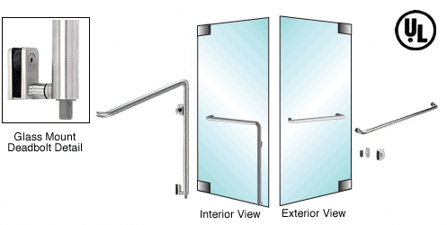 C.R. Laurence CRL Brushed Stainless Right Hand Reverse Glass Mount Cylinder/Thumbturn &quot;A&quot; Exterior Bottom Securing Deadbolt Handle | DB110A3G1BS